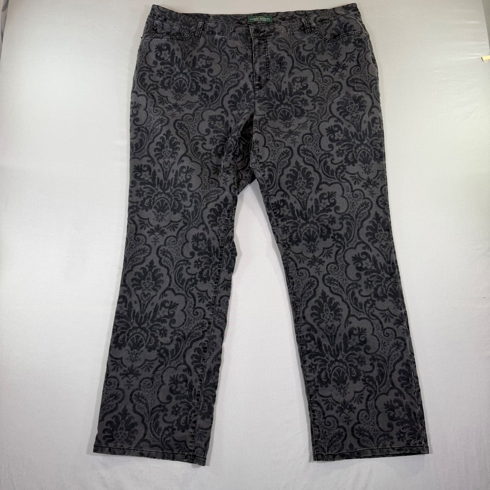 Lauren Ralph Lauren Damask Pants 20W Modern Straight Holiday Flocked Velvet